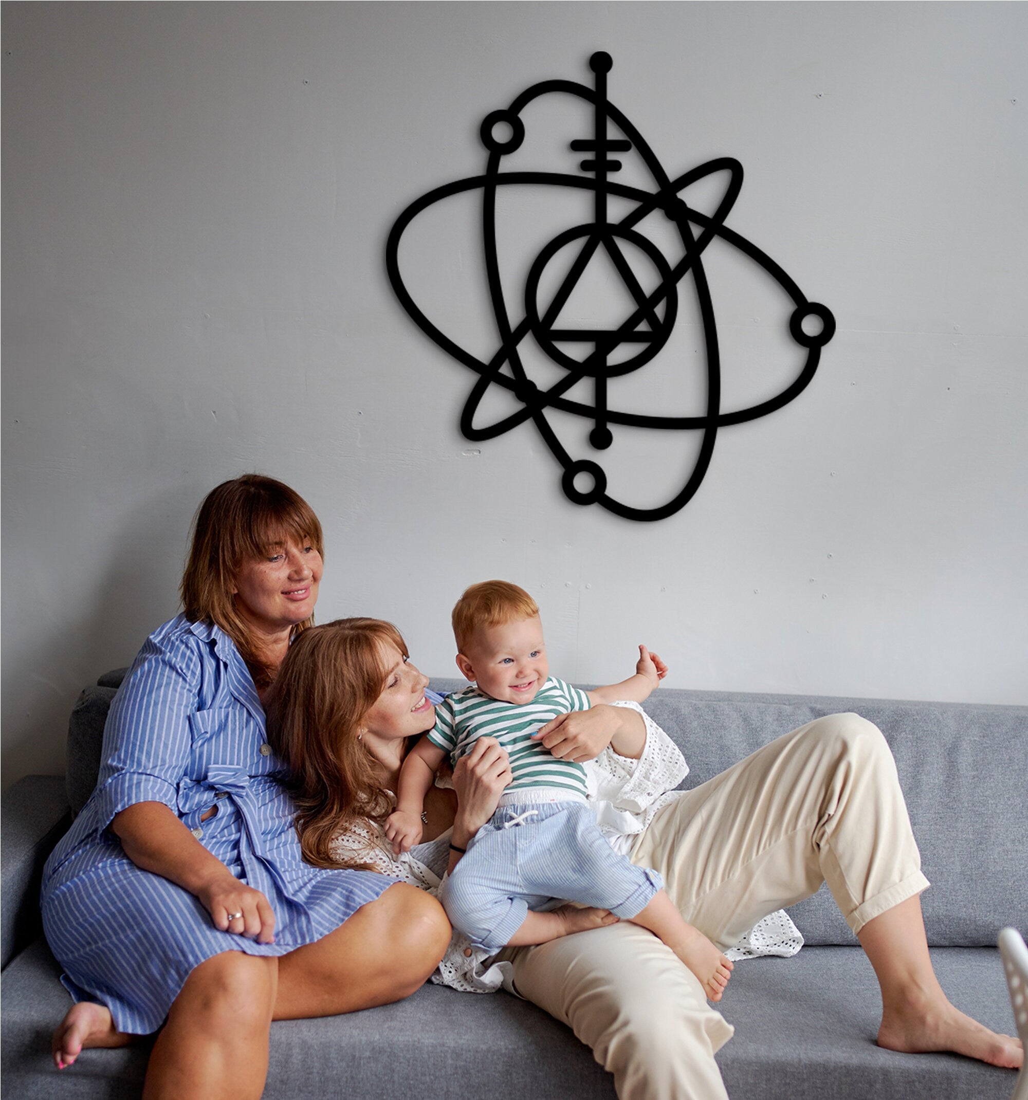 3D Atom Wall Decor, Geometric Physics Wall Art