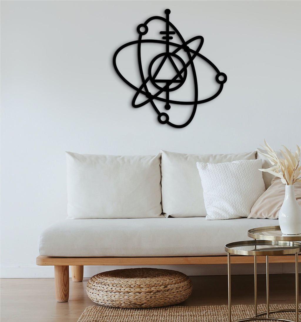 3D Atom Wall Decor, Geometric Physics Wall Art