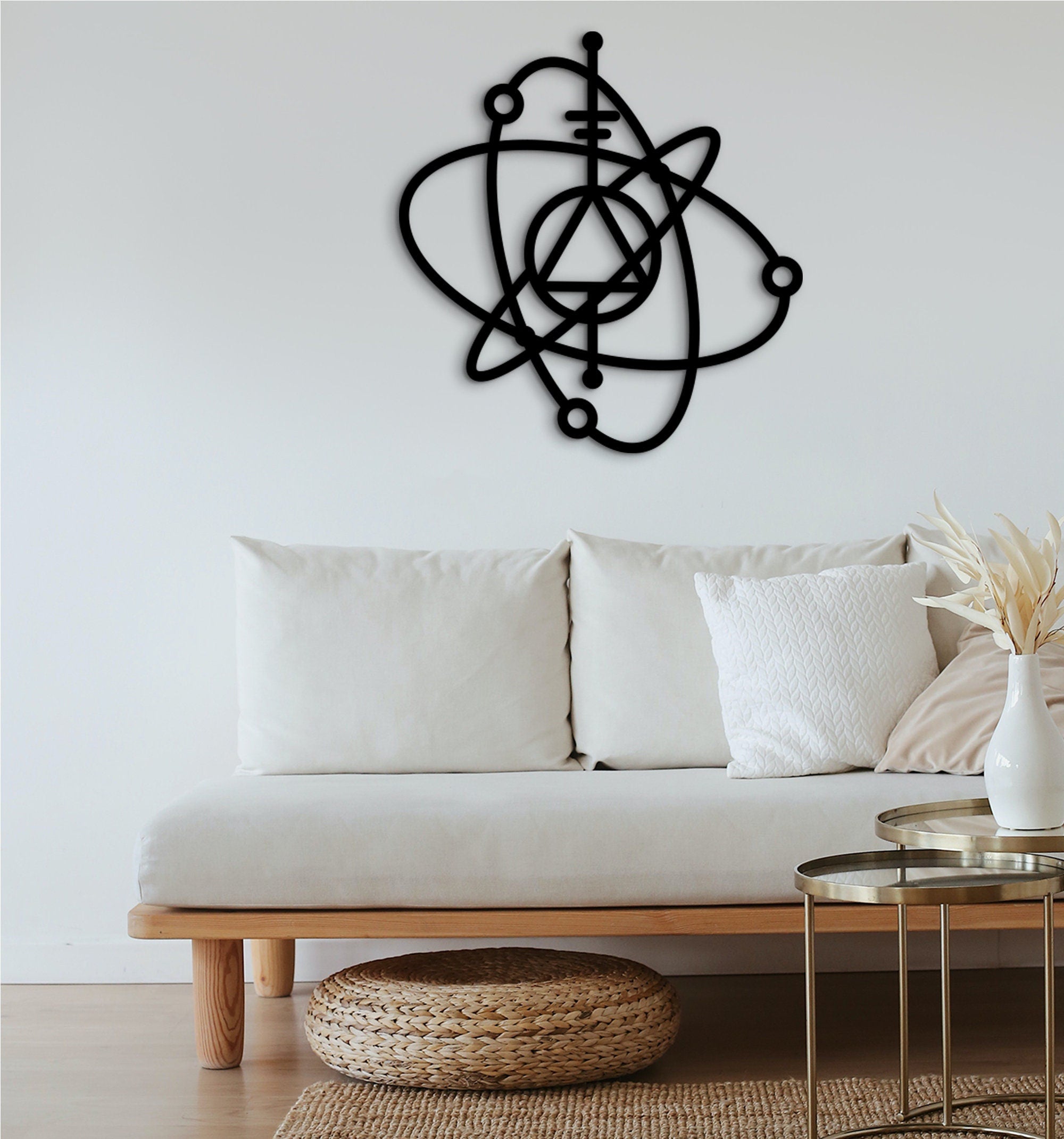 3D Atom Wall Decor, Geometric Physics Wall Art