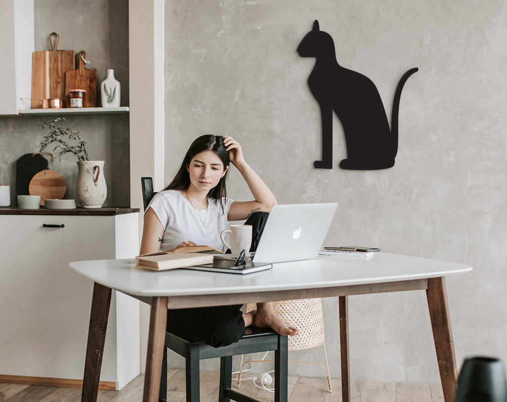 Egyptian Bastet Cat Wall Art: Wood Home Decor
