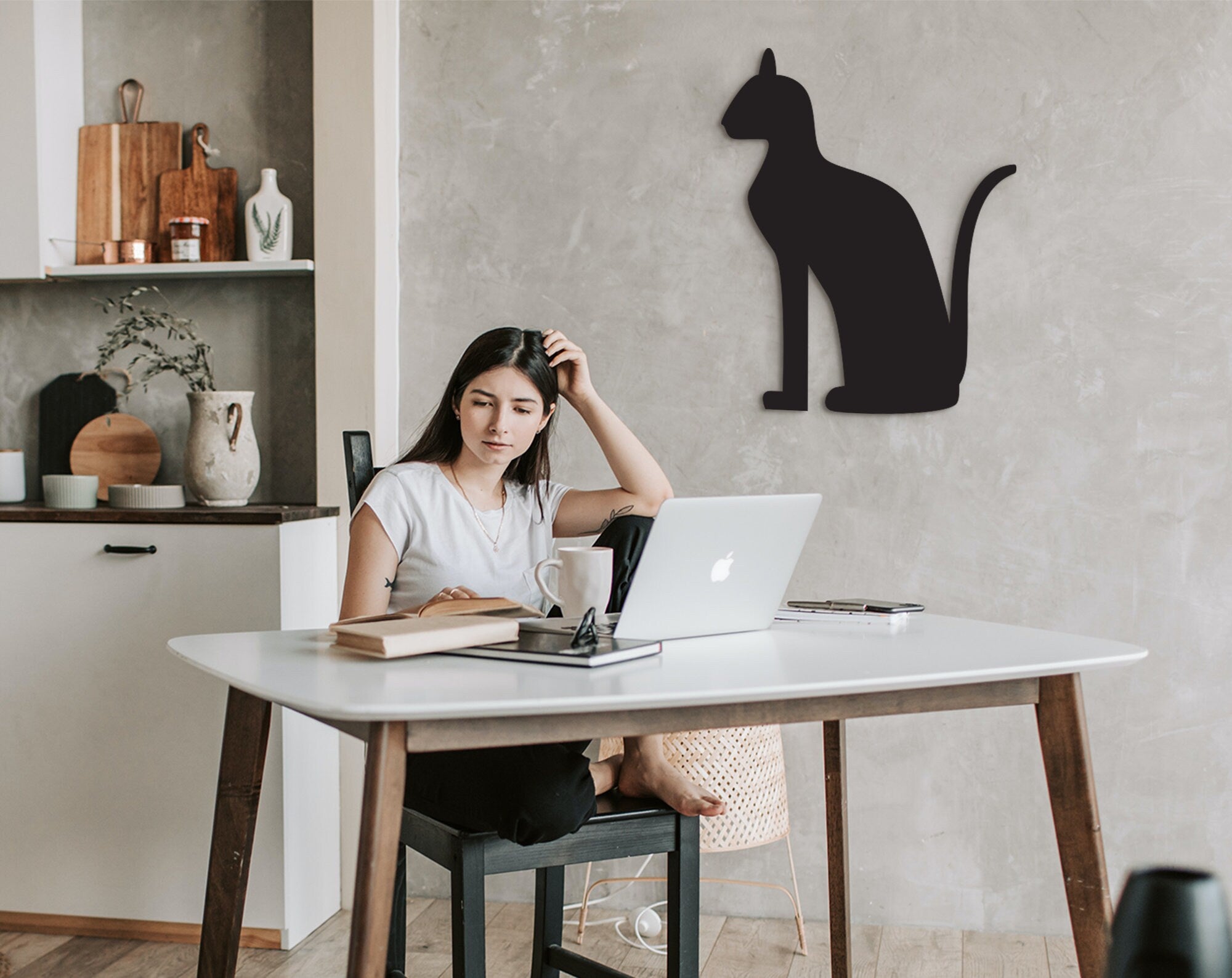 Egyptian Bastet Cat Wall Art: Wood Home Decor