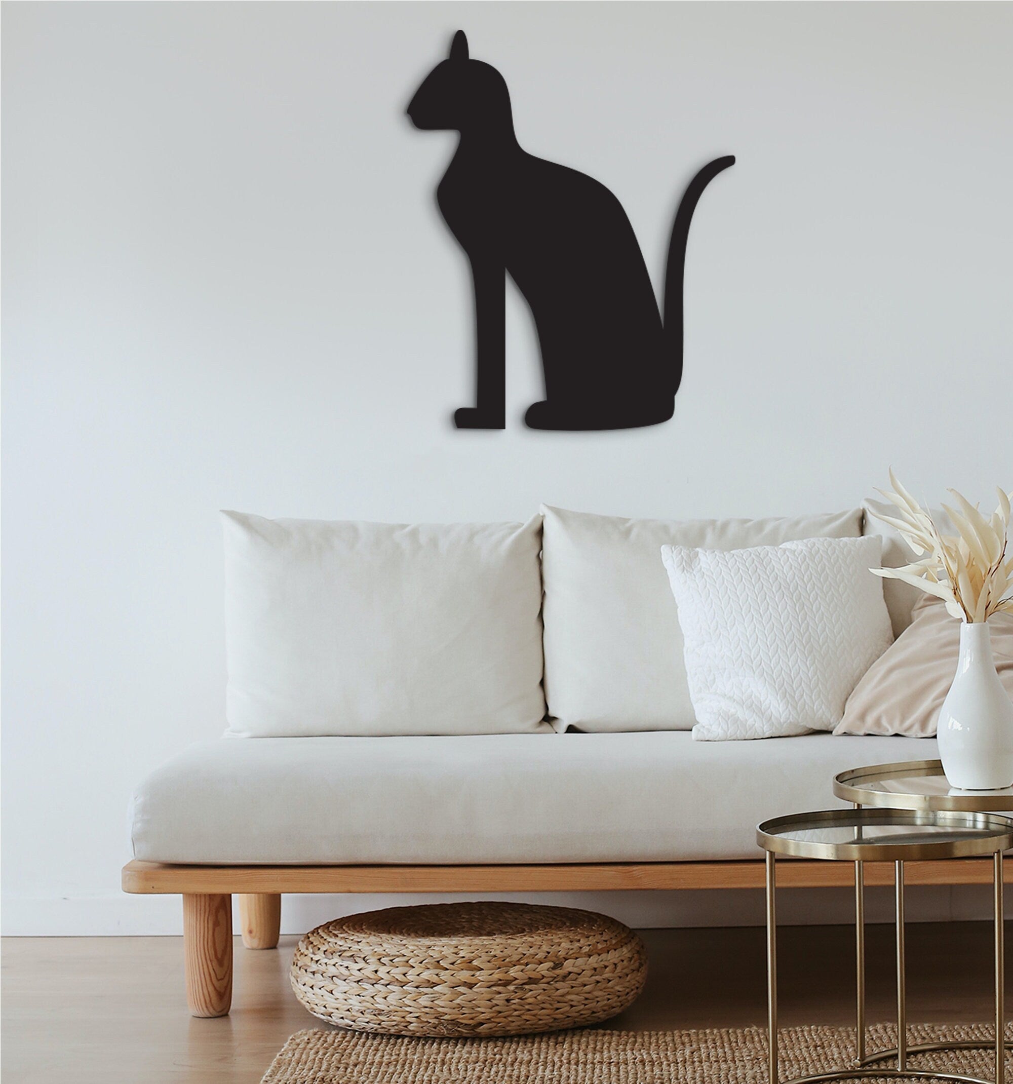 Egyptian Bastet Cat Wall Art: Wood Home Decor
