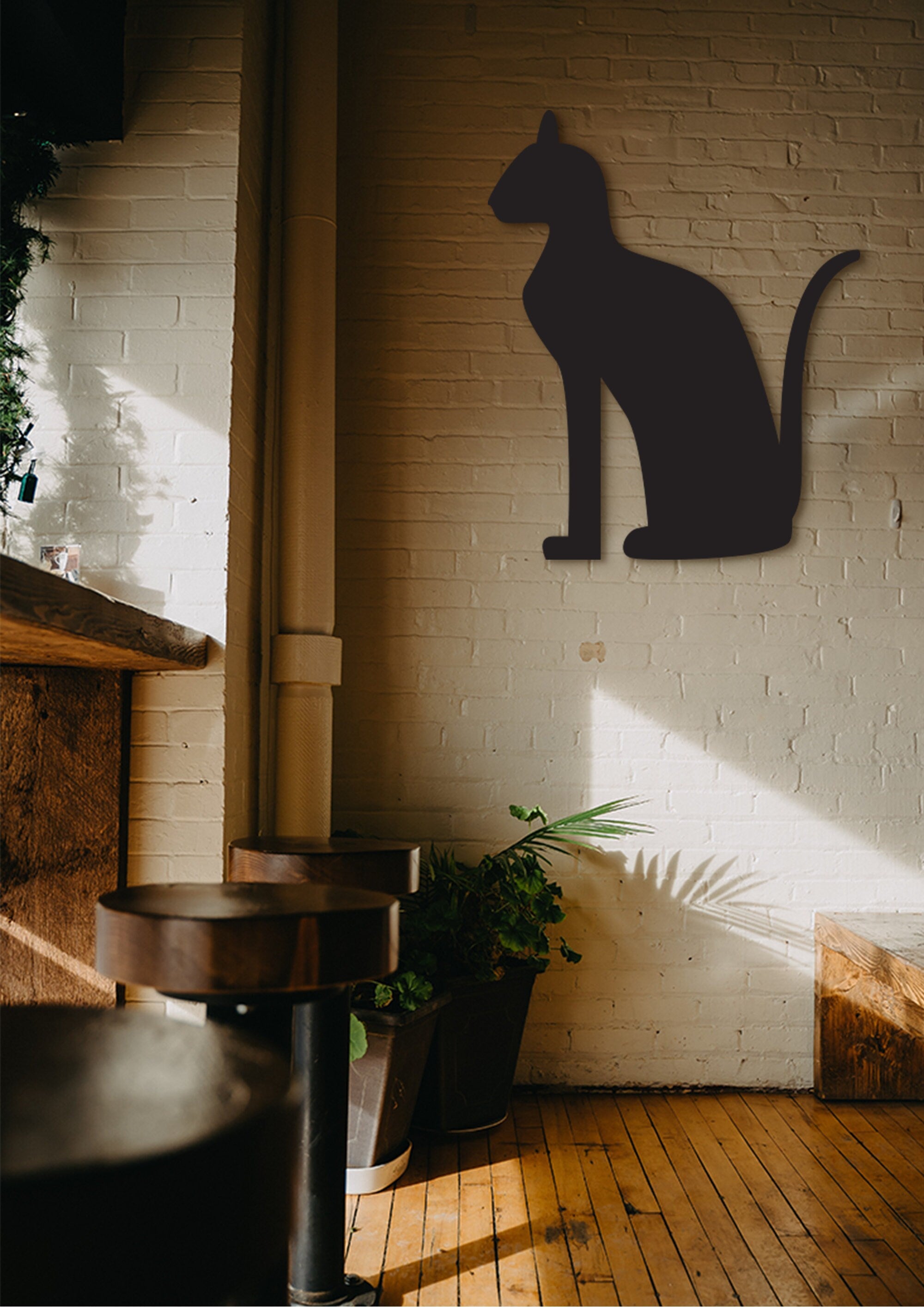 Egyptian Bastet Cat Wall Art: Wood Home Decor