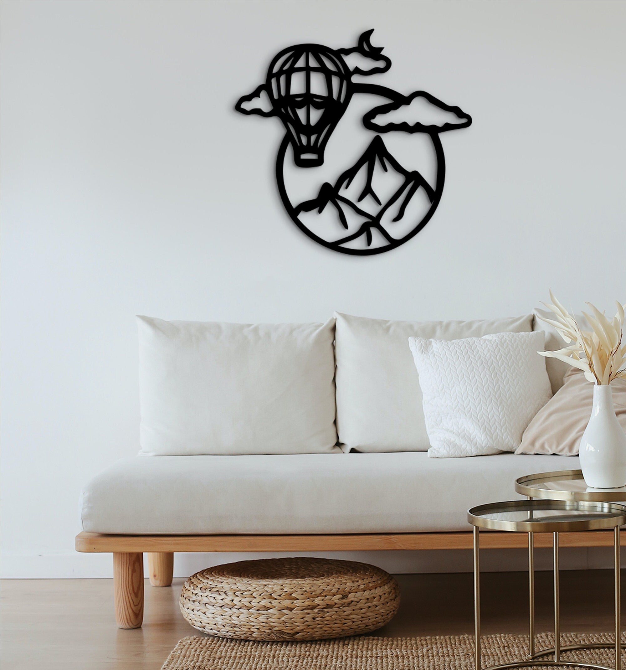 Wooden Hot Air Balloon Wall Decor: 3D Shadow Art