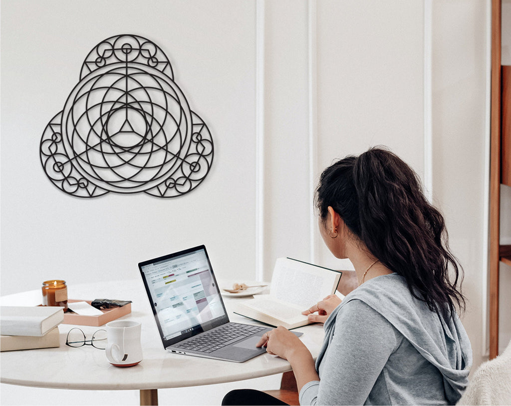 Metatron's Cube Wood Wall Decor: Geometric Symbol Art
