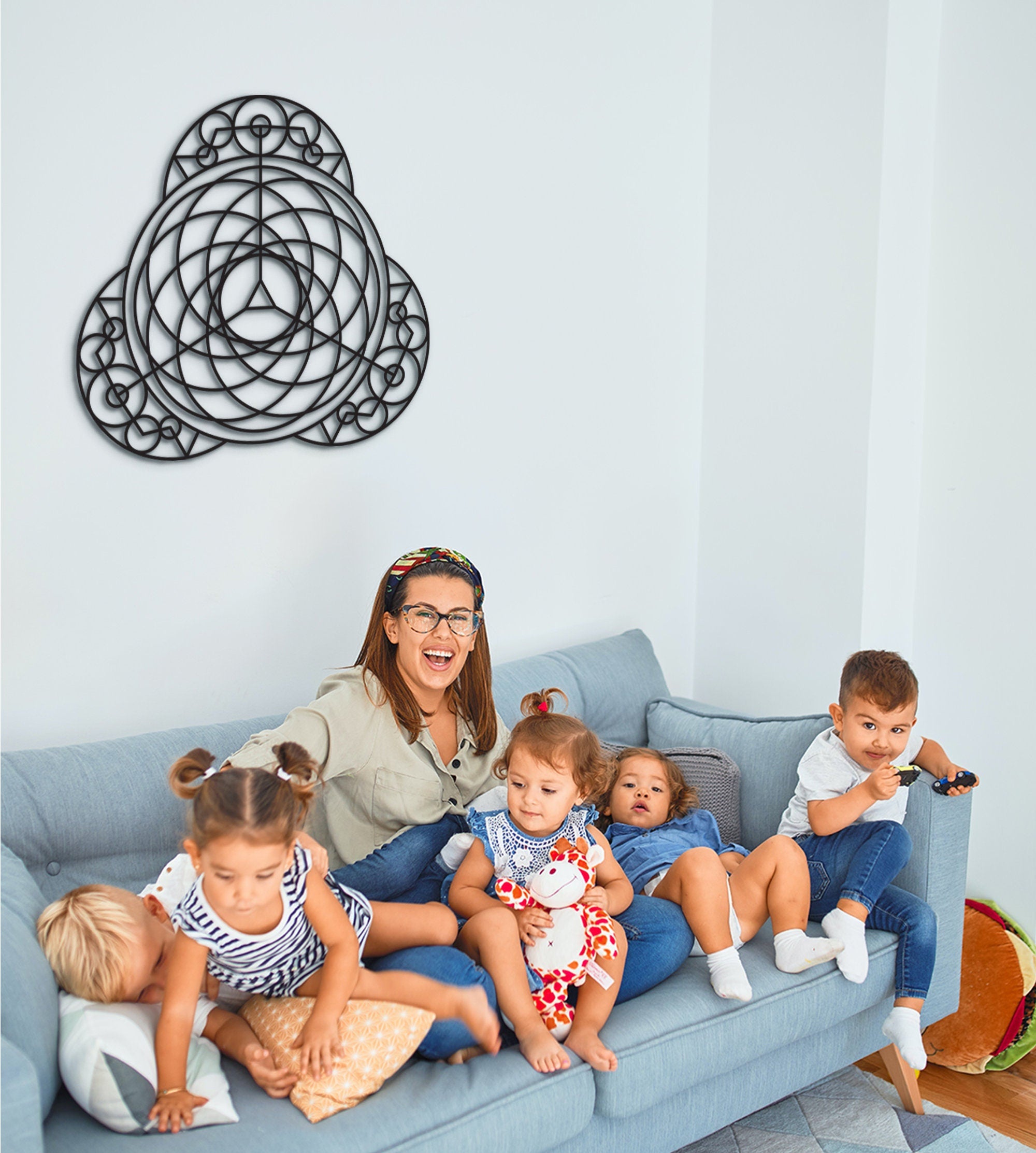 Metatron's Cube Wood Wall Decor: Geometric Symbol Art
