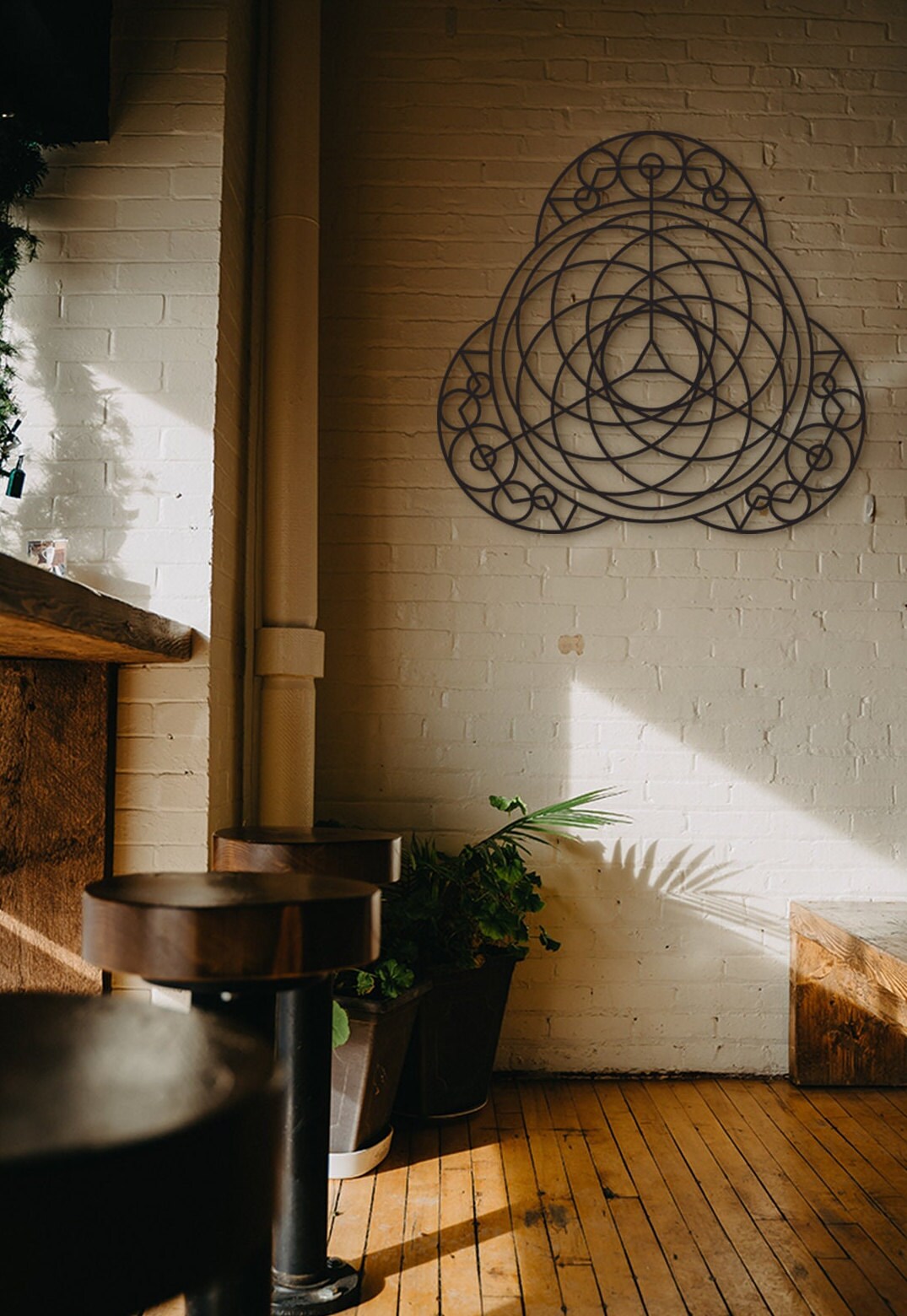 Metatron's Cube Wood Wall Decor: Geometric Symbol Art