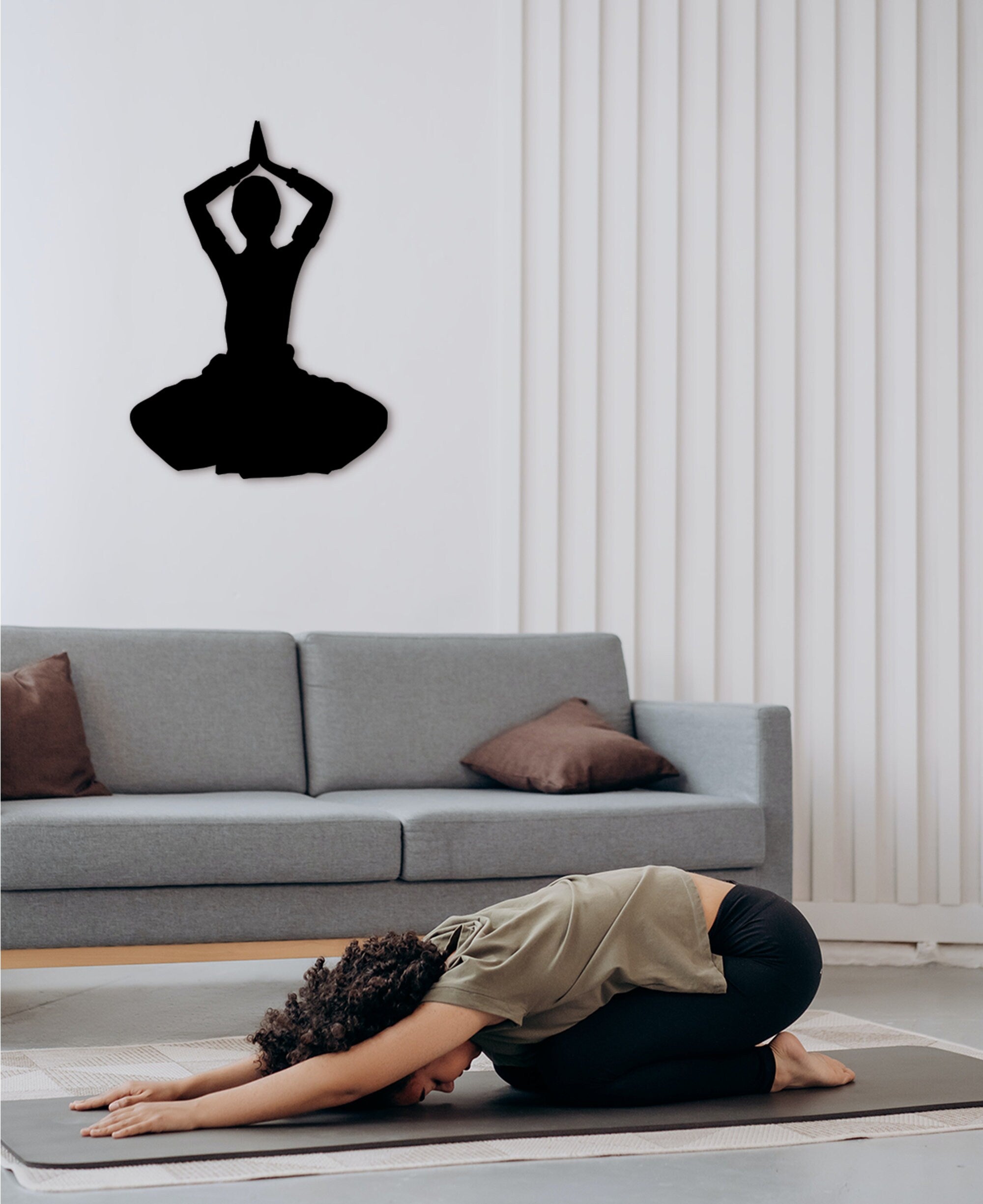 Buddha Yoga Wood Wall Art: Spiritual Home Decor