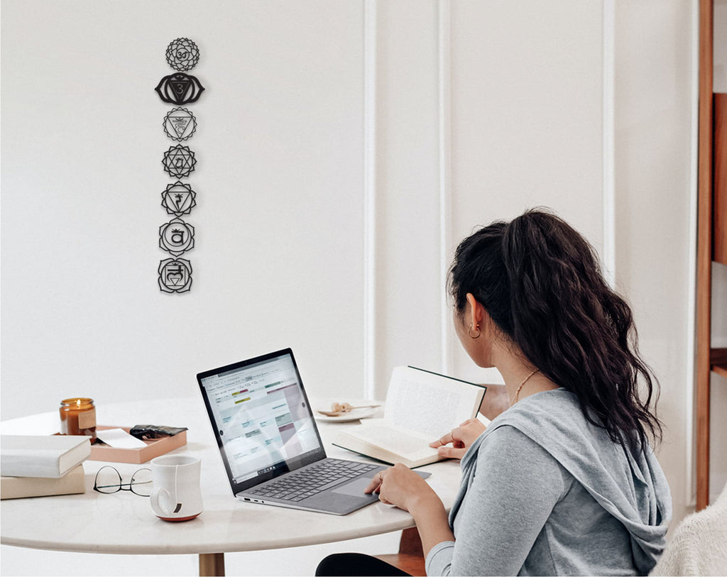 Chakra Wood Wall Decor: 7-Piece Yoga Meditation Sign