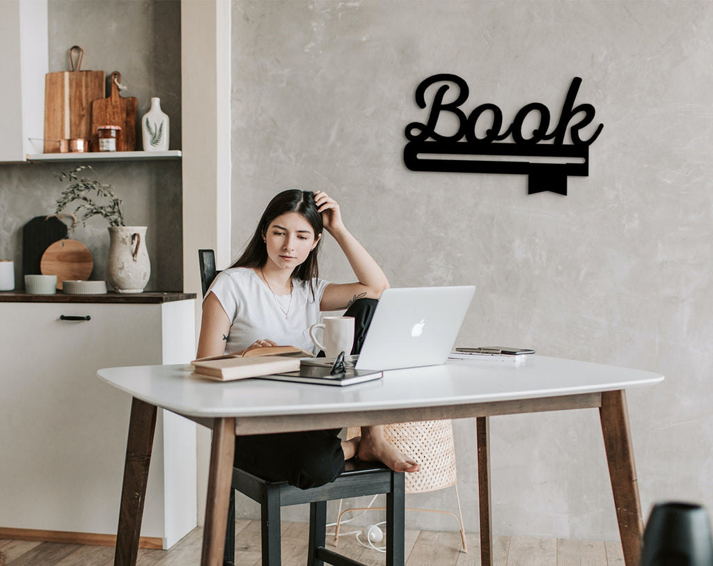 Book Sign Wall Decor: Laser Cut Wood Art
