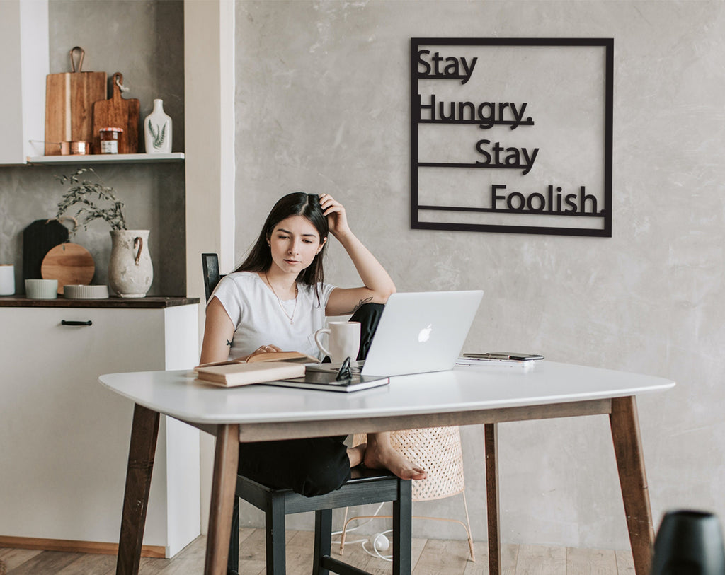 Stay Hungry Stay Foolish Wood Wall Decor: Motivational Office Art