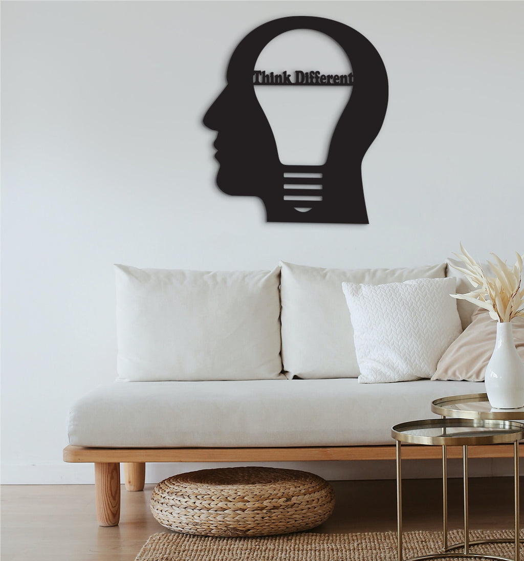 Think Different Wood Wall Decor: 3D Office Art Sculpture