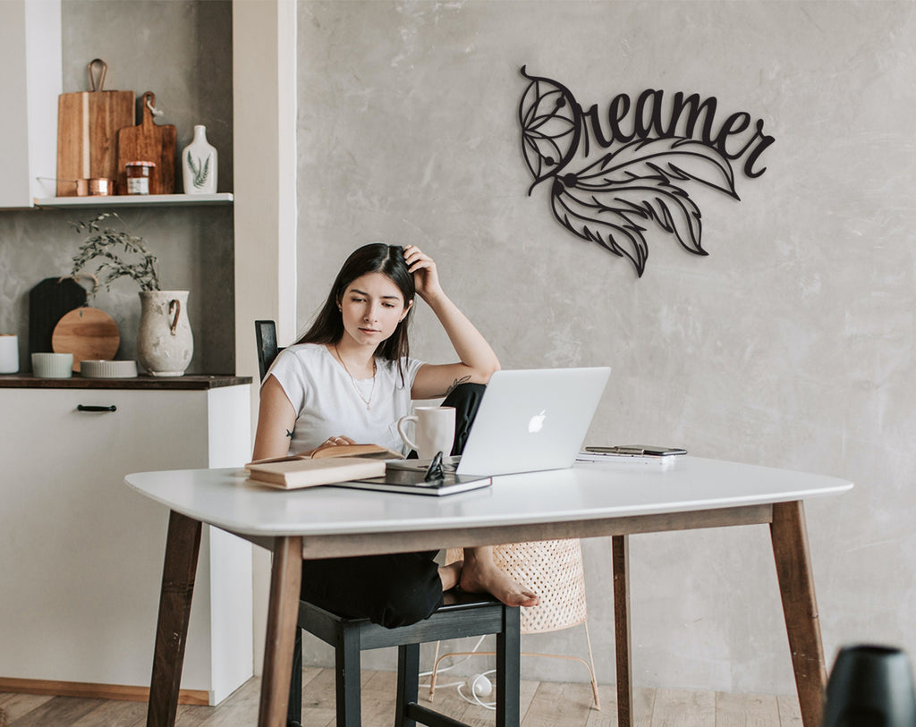 Dreamer Decor: Laser Cut Wood Wall Art, Motivational Sign