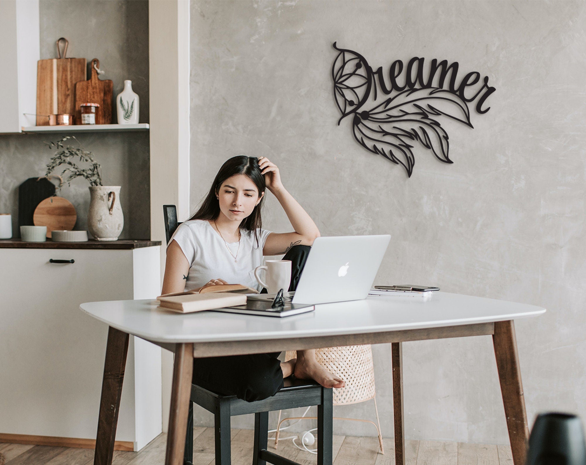 Dreamer Decor: Laser Cut Wood Wall Art, Motivational Sign