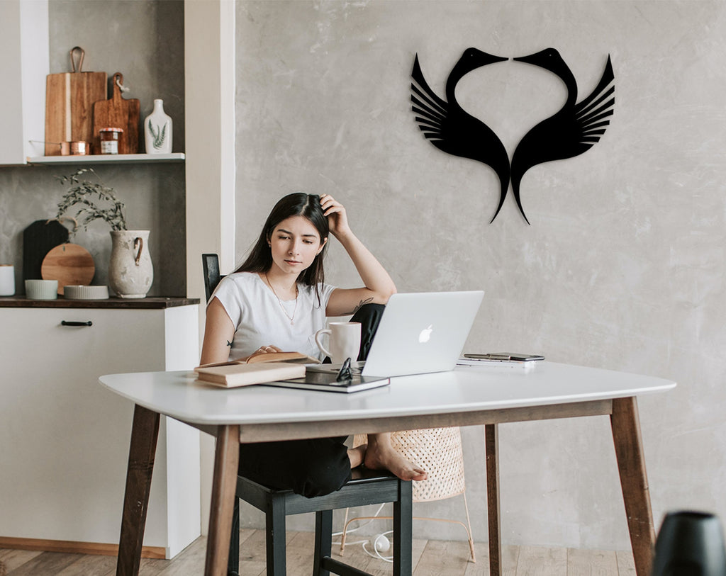 Black Swan Wood Wall Art: Minimalist Home Decor