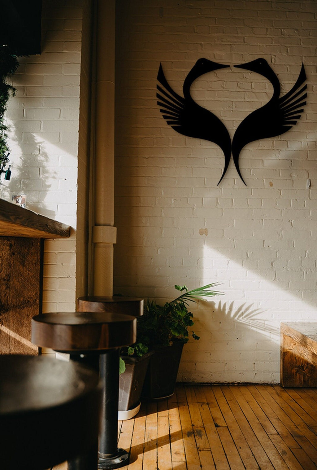 Black Swan Wood Wall Art: Minimalist Home Decor