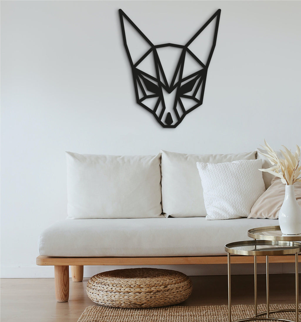 Geometric Fox Wood Wall Art: Laser Cut Decor