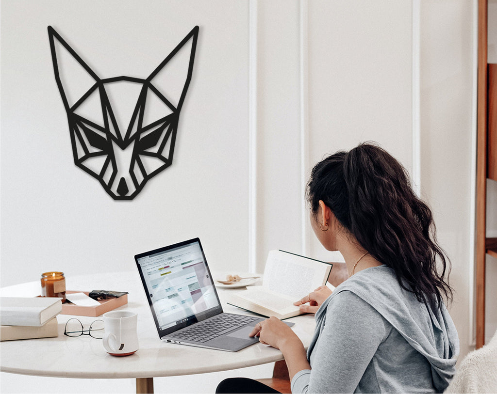 Geometric Fox Wood Wall Art: Laser Cut Decor