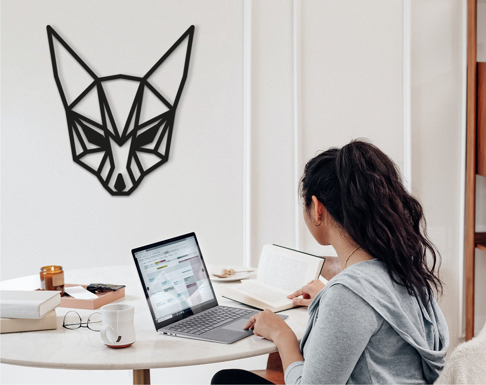 Geometric Fox Wood Wall Art: Laser Cut Decor