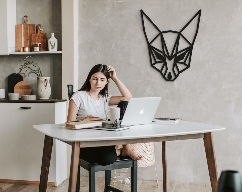 Geometric Fox Wood Wall Art: Laser Cut Decor