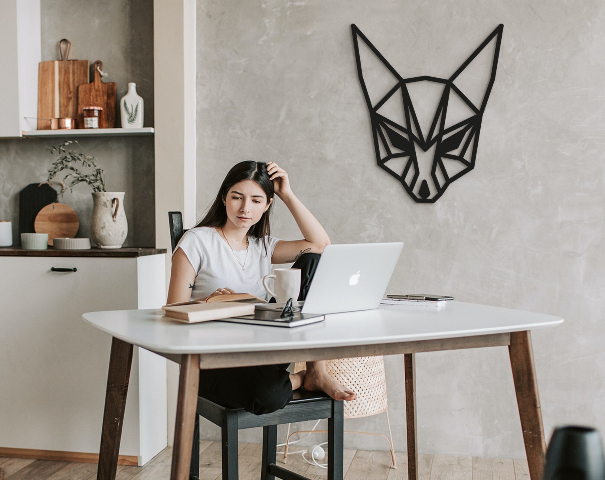 Geometric Fox Wood Wall Art: Laser Cut Decor