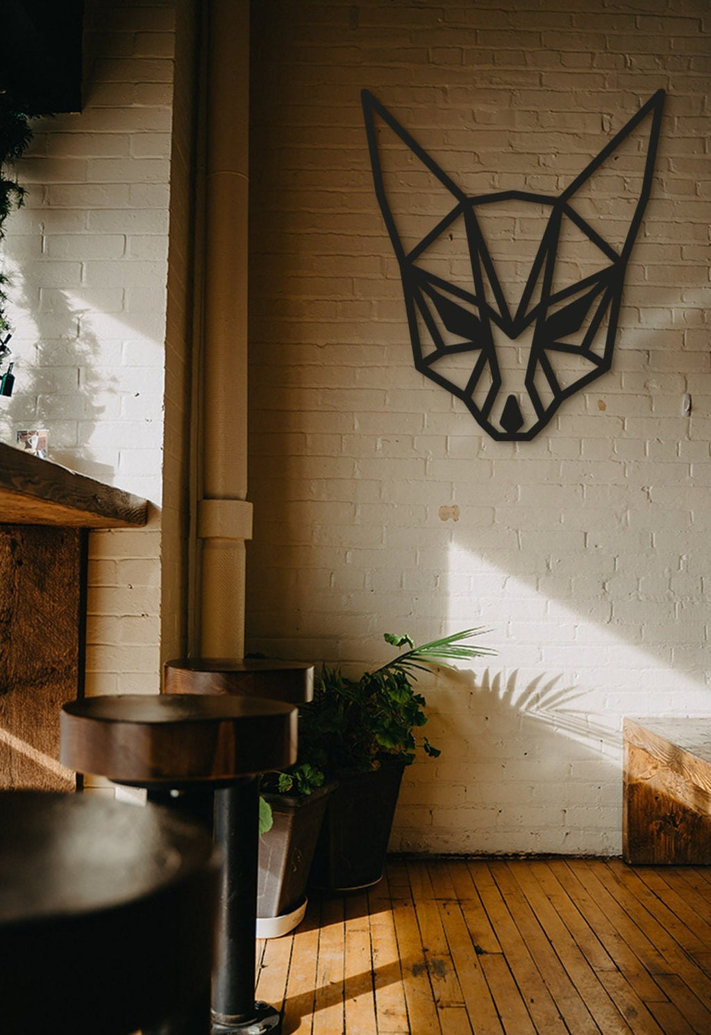 Geometric Fox Wood Wall Art: Laser Cut Decor