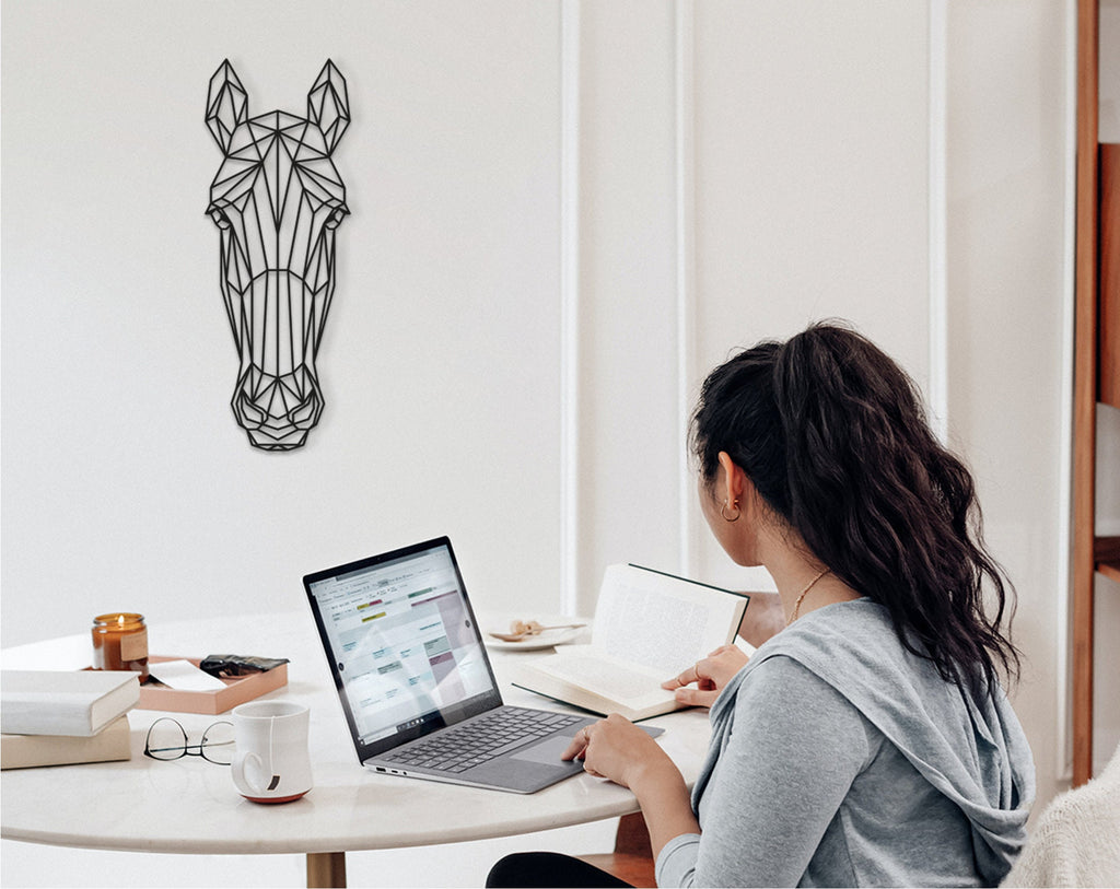 Geometric Horse Head Wall Art: Wooden Cowboy Decor