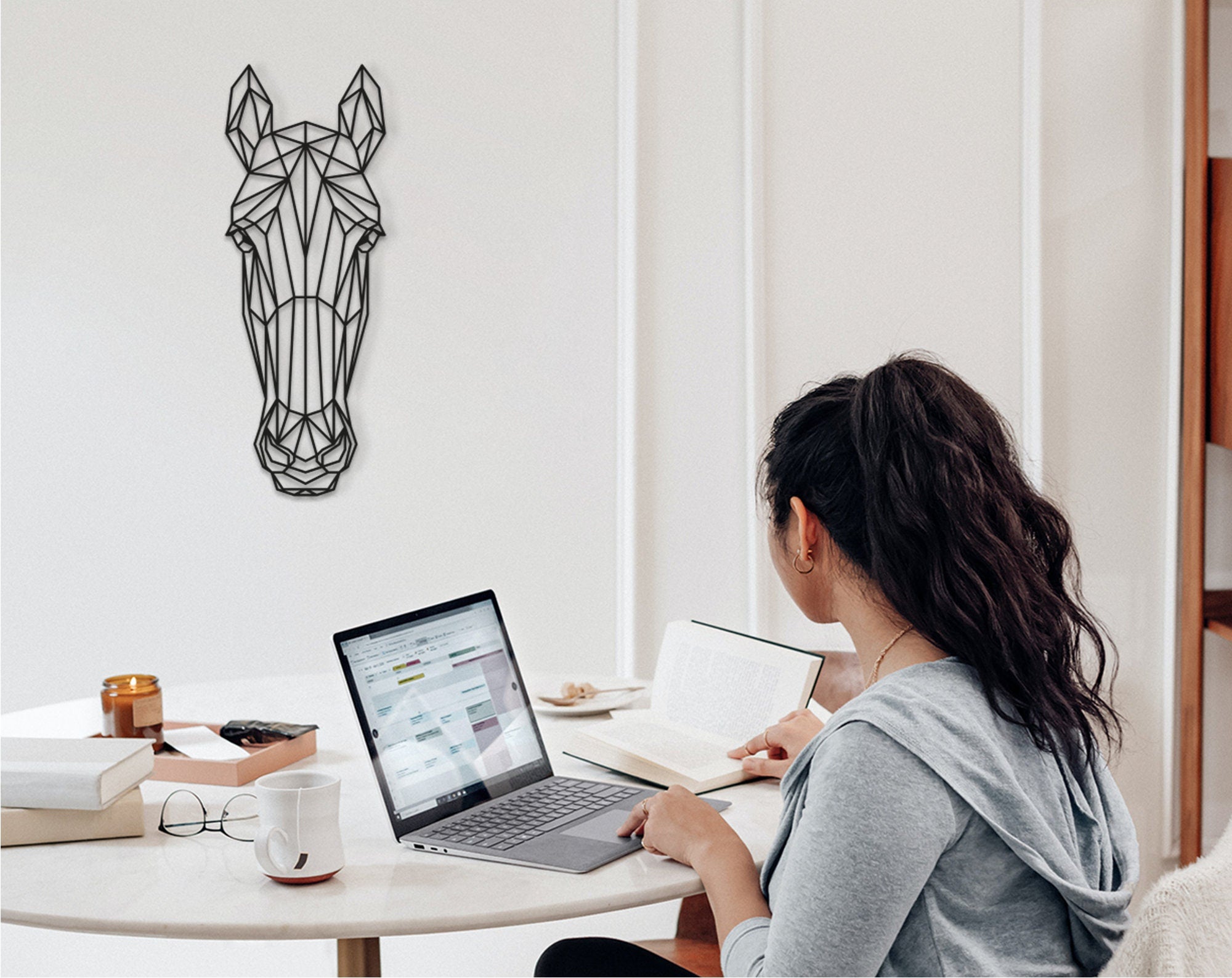 Geometric Horse Head Wall Art: Wooden Cowboy Decor