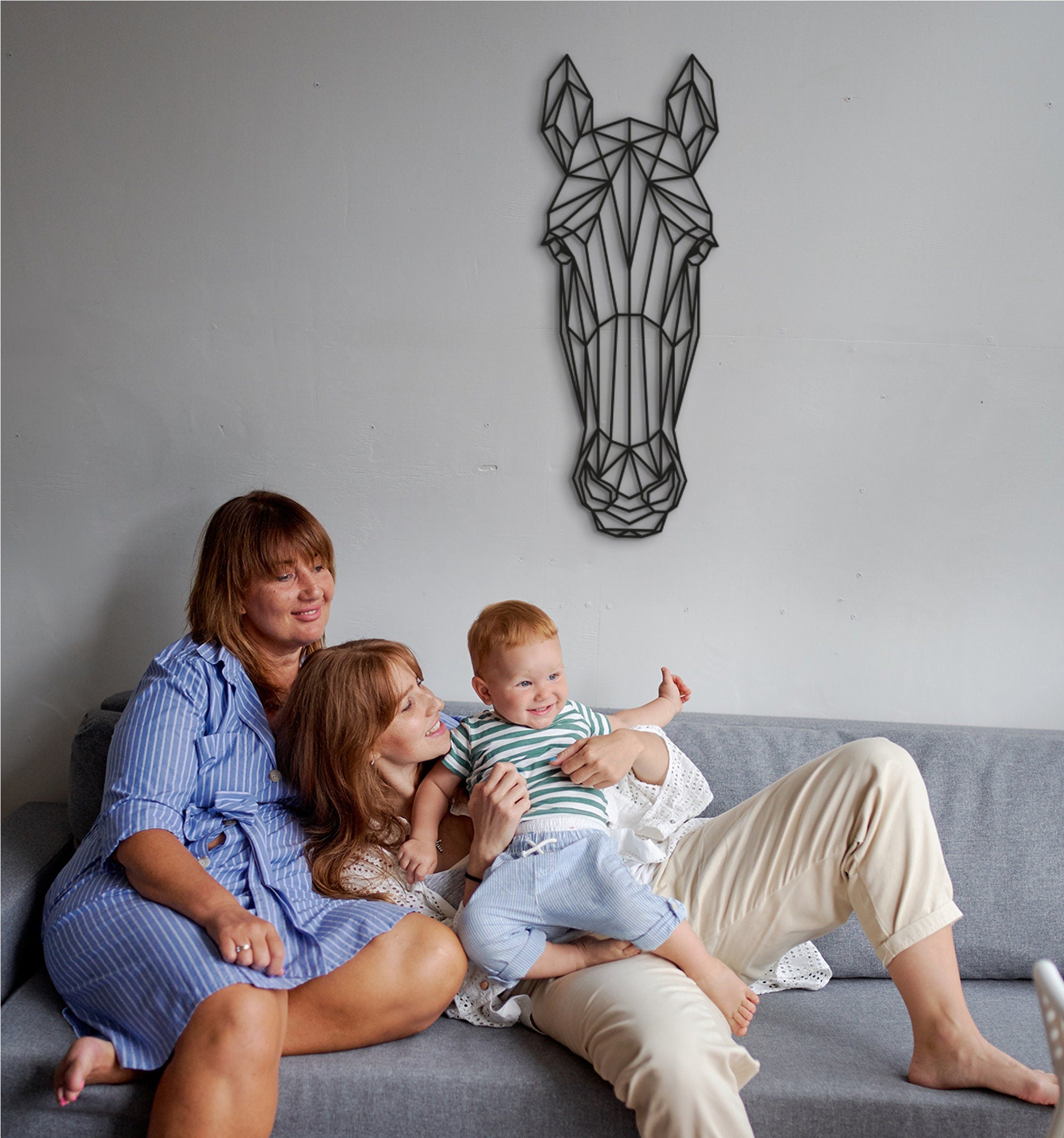 Geometric Horse Head Wall Art: Wooden Cowboy Decor