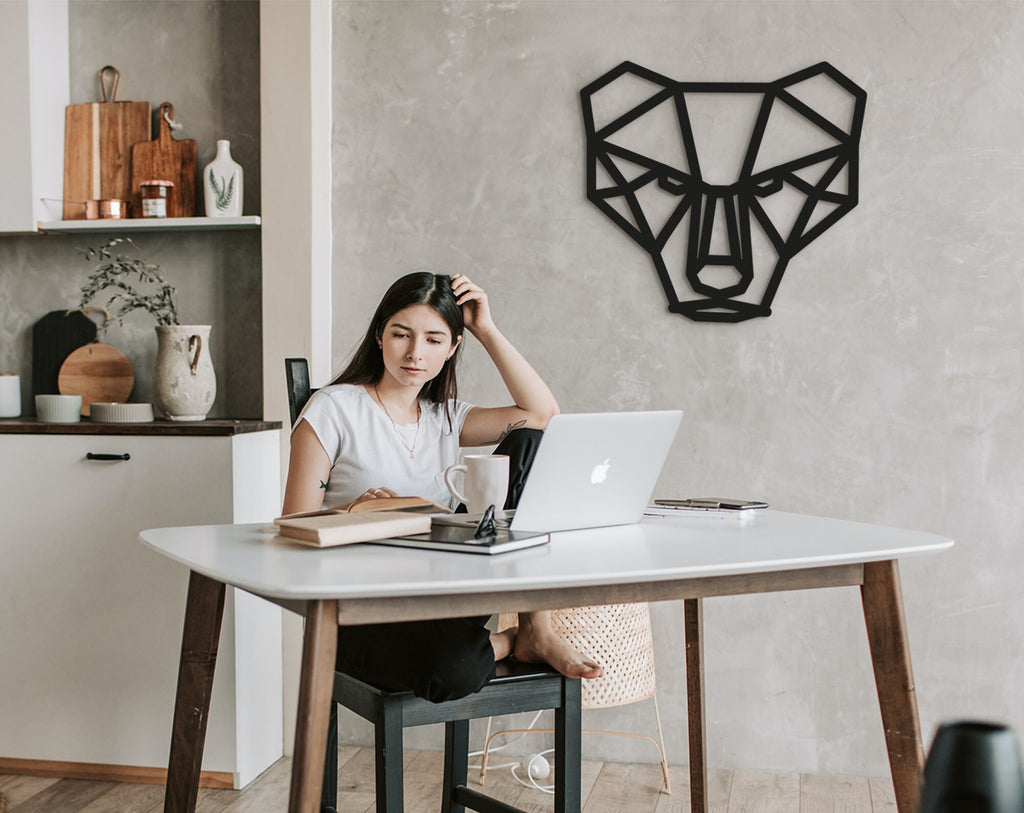 Geometric Bear Head: Wooden Wall Art, Nursery Decor