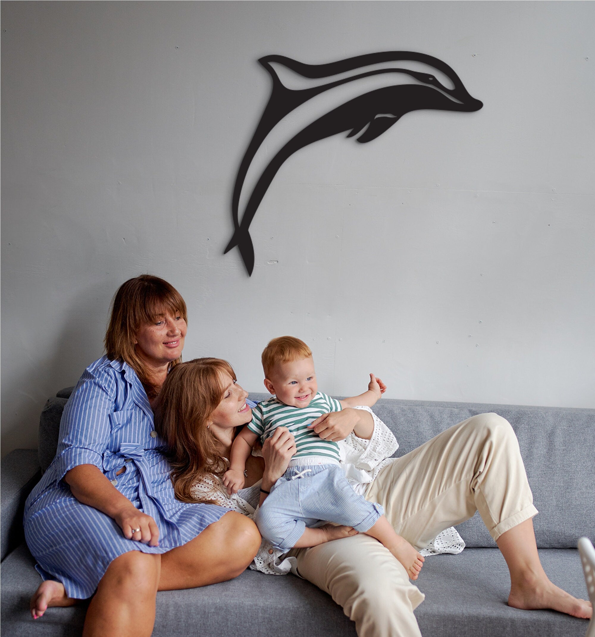 Geometric Dolphin Wood Wall Art: 3D Shadow Decor