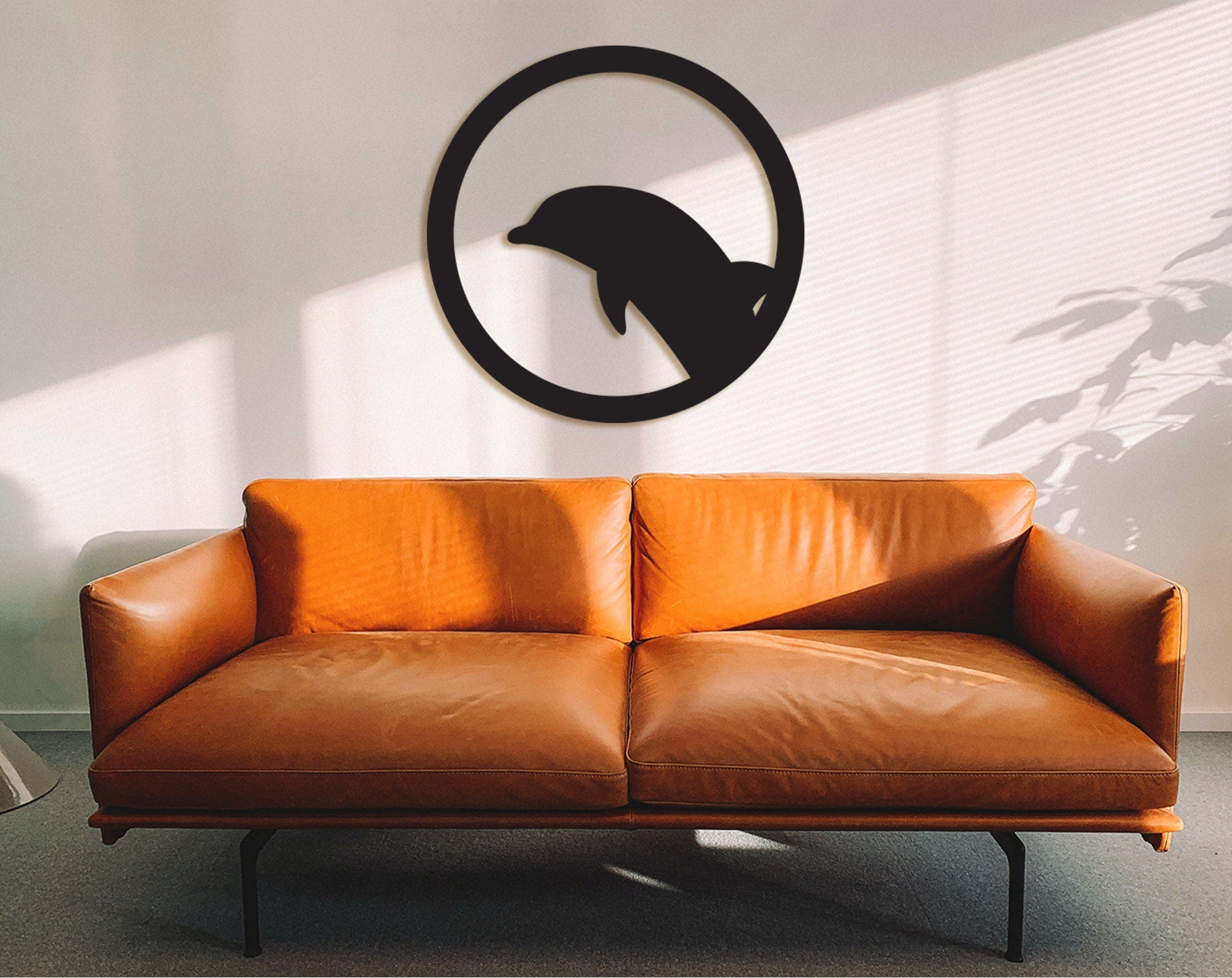 Geometric Dolphin Wood Wall Art: 3D Shadow Decor