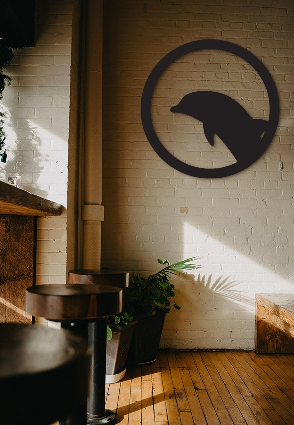 Geometric Dolphin Wood Wall Art: 3D Shadow Decor