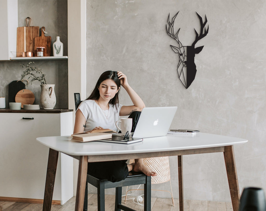 Geometric Deer Wood Wall Art: Laser Cut Home Decor