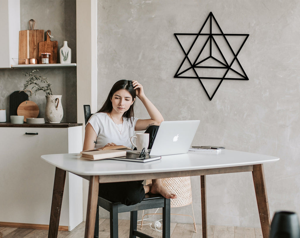 Sacred Geometry Star Tetrahedron Wood Wall Art: Merkaba Decor