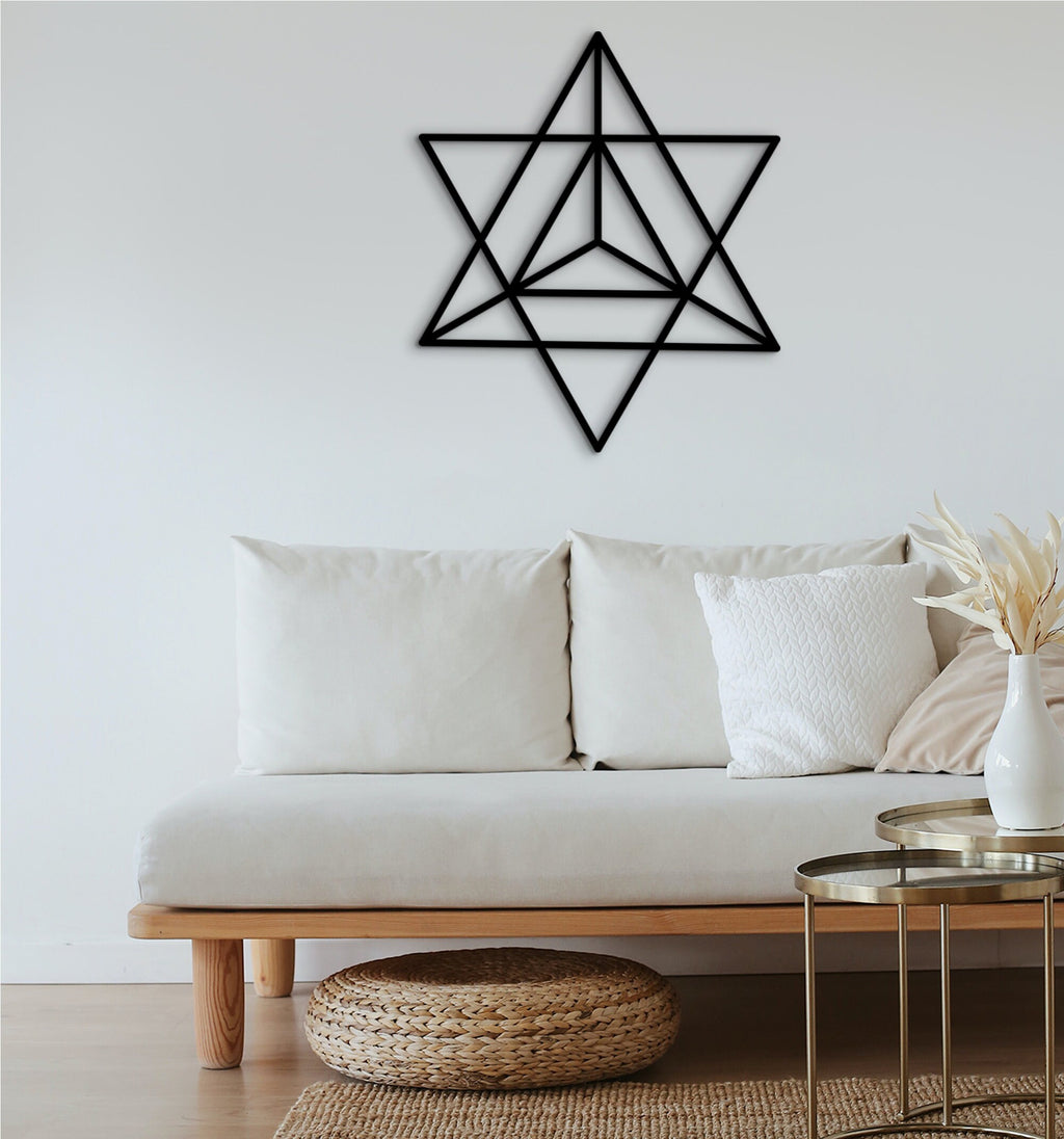 Sacred Geometry Star Tetrahedron Wood Wall Art: Merkaba Decor