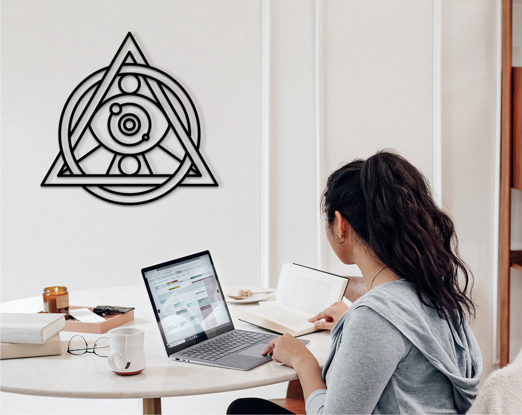 Cosmic Merkaba Star Wood Art: Geometric Wall Decor