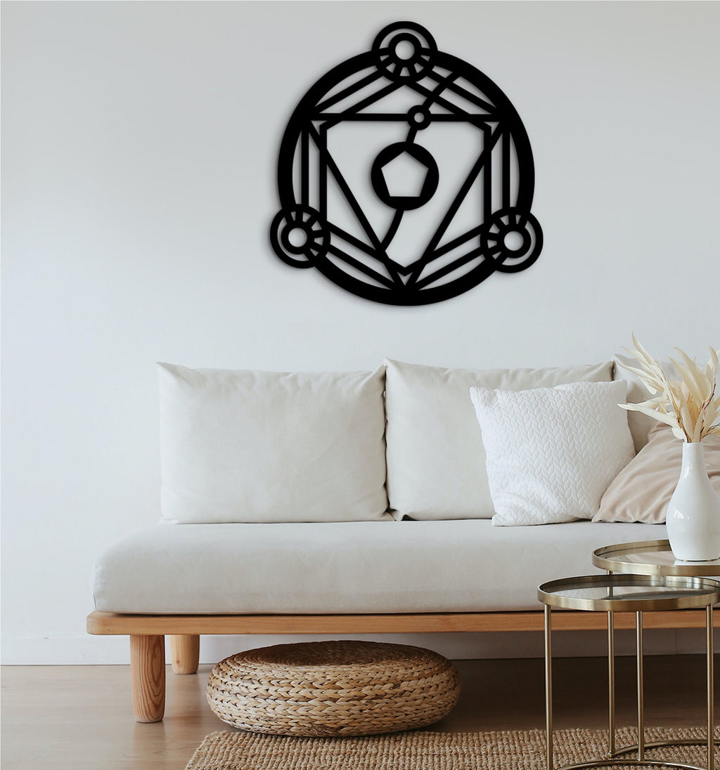 Metatron's Cube Wood Art: Geometric Wall Decor