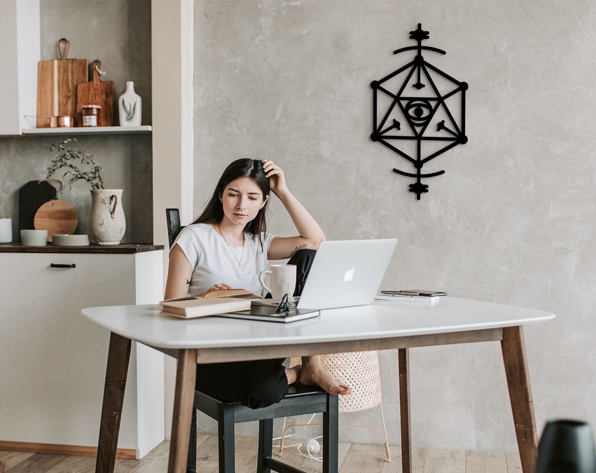 Sacred Geometry Wood Wall Art: Mandala Yoga Decor