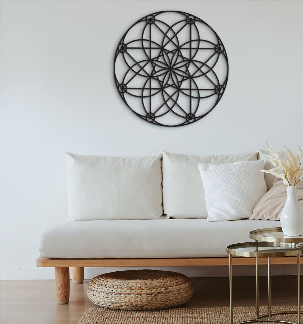 Seed of Life Wall Art: Sacred Geometry Wood Decor