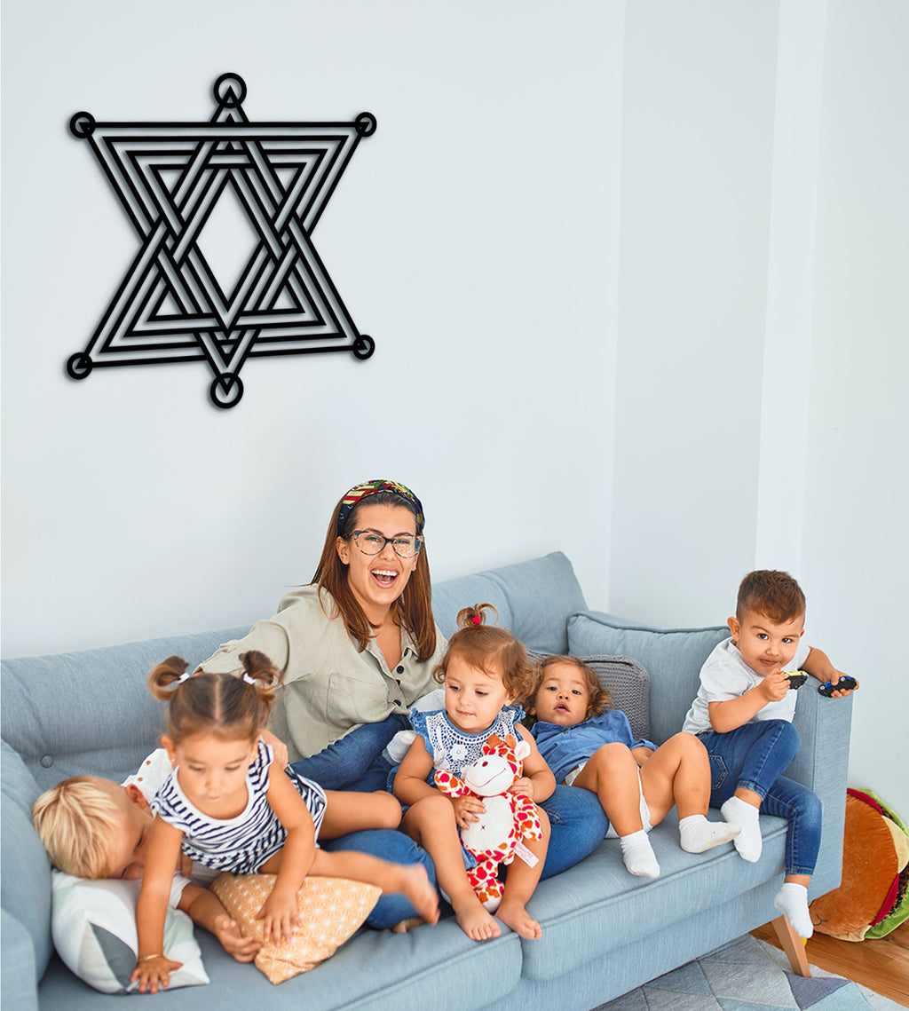 Wooden Star of David Wall Art: Hexagram Decor