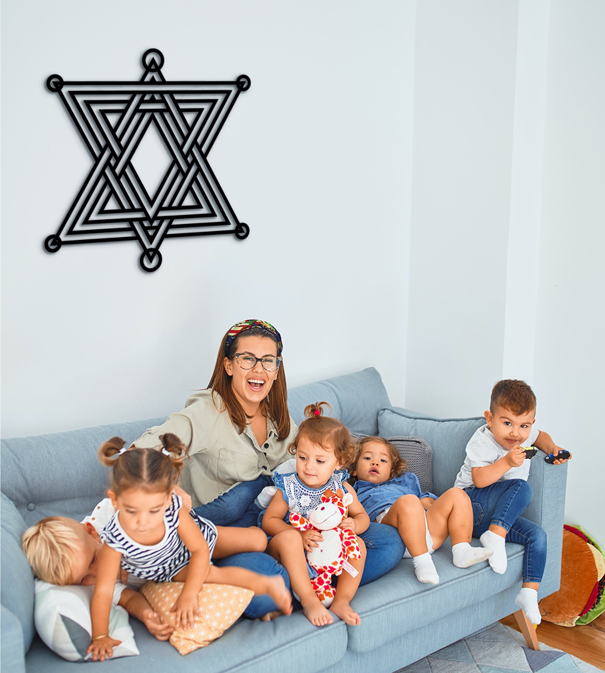 Wooden Star of David Wall Art: Hexagram Decor