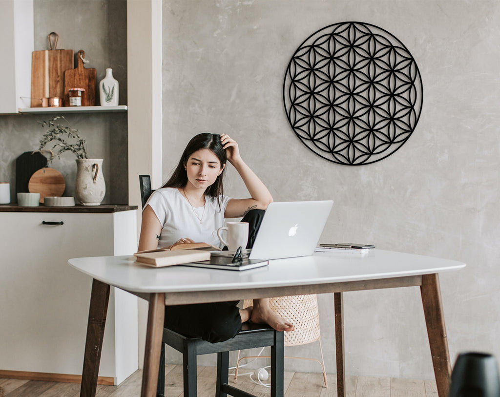 Flower of Life Wood Wall Art: Sacred Geometry Decor