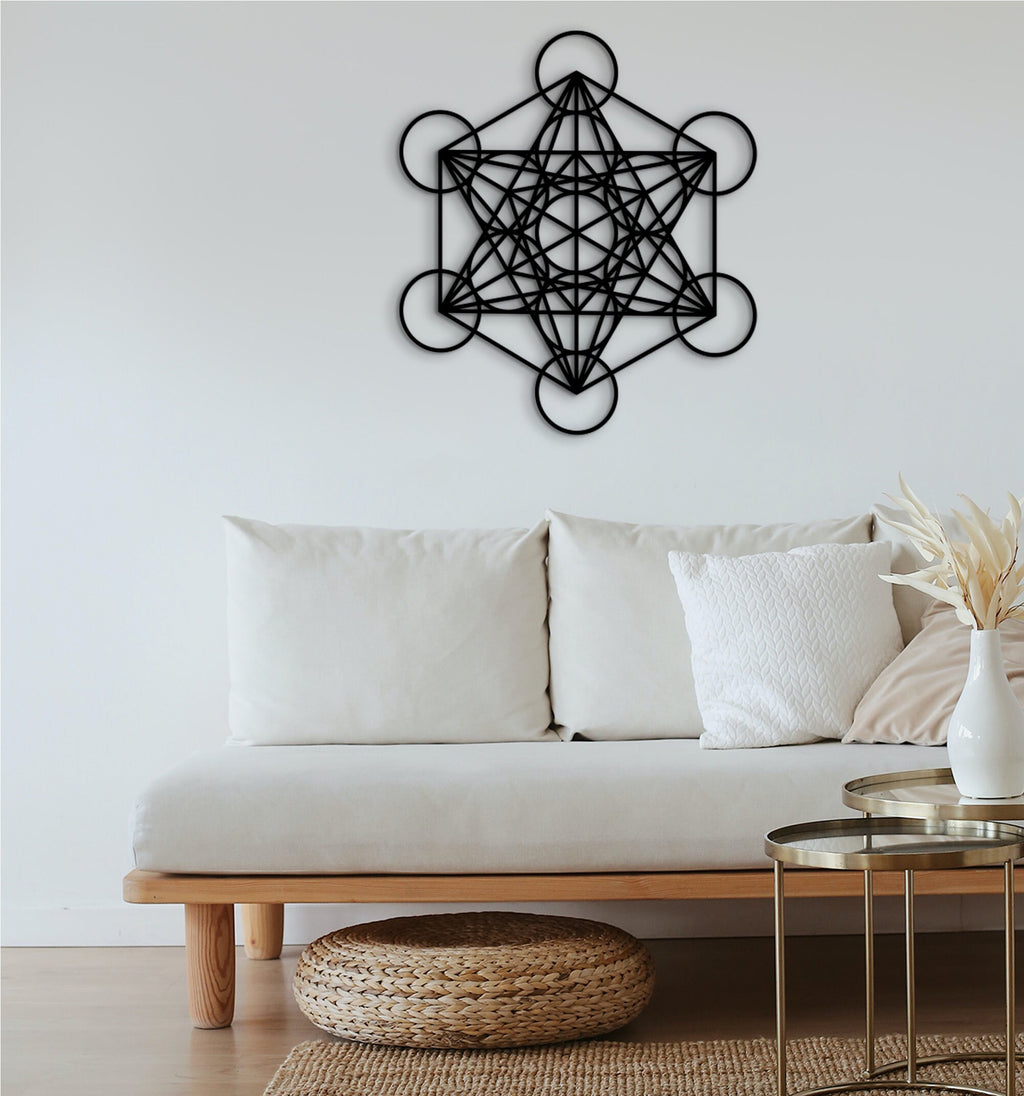 Metatron's Cube Wall Art: Sacred Geometry Mandala Decor