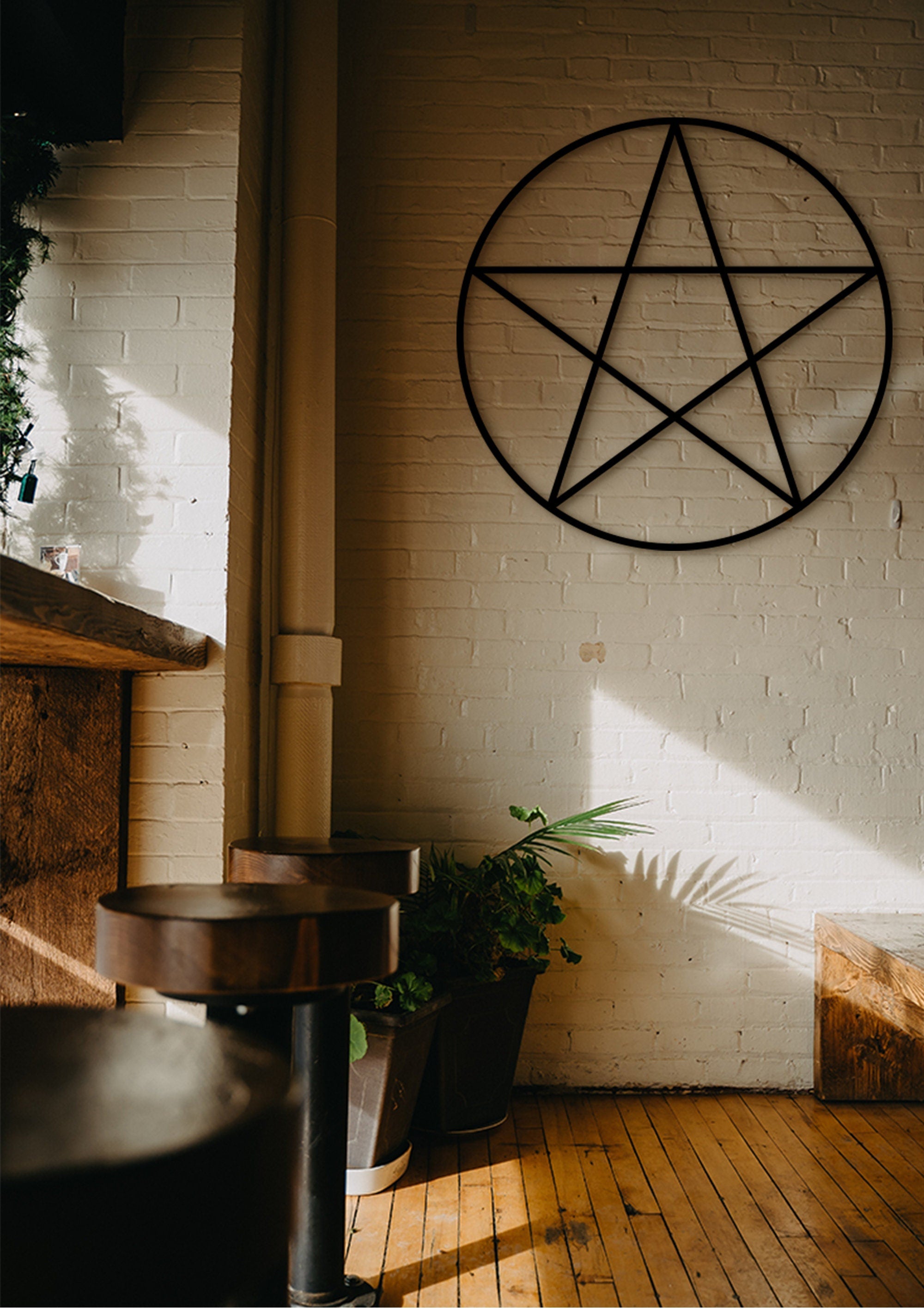 Pentagram Wall Decor: Sacred Geometry Wood Art