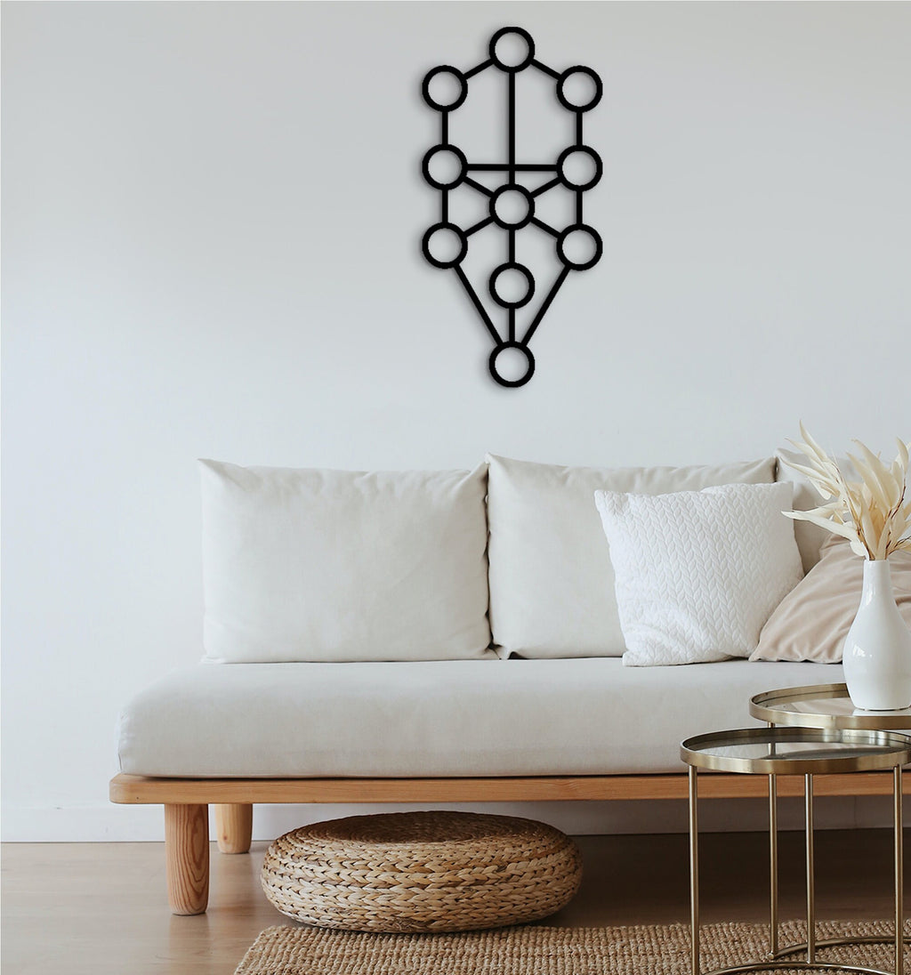 Wooden Kabbalah Tree of Life Wall Art: Esoteric Sign Decor