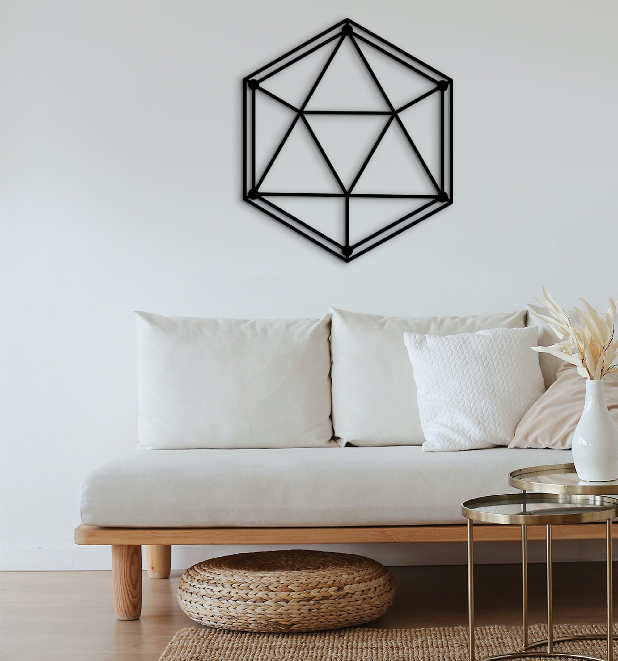 D20 Icosahedron Wall Decor: Sacred Geometry Gamer Gift