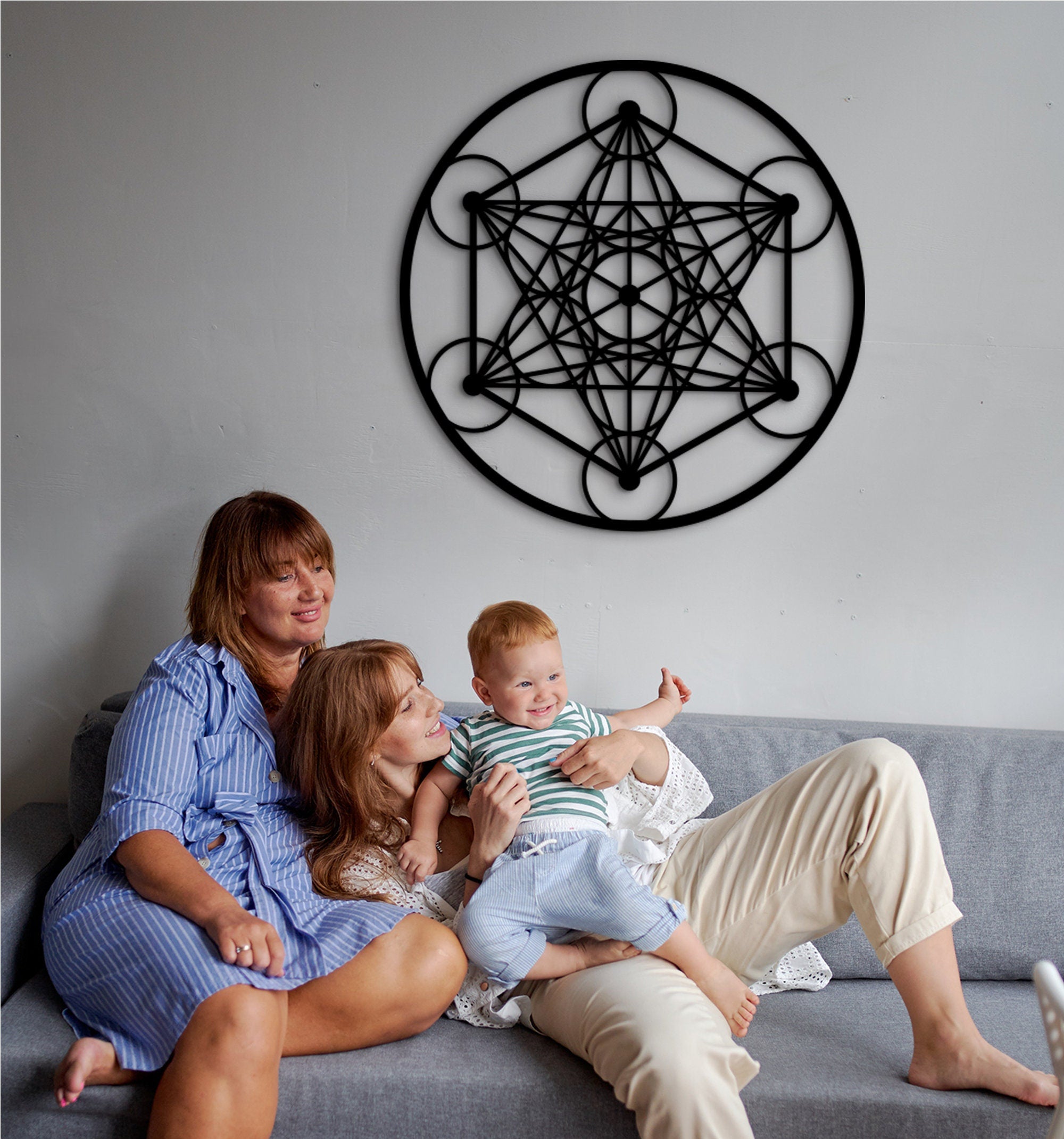 Metatron's Cube Wood Wall Art: Sacred Geometry Mandala Decor