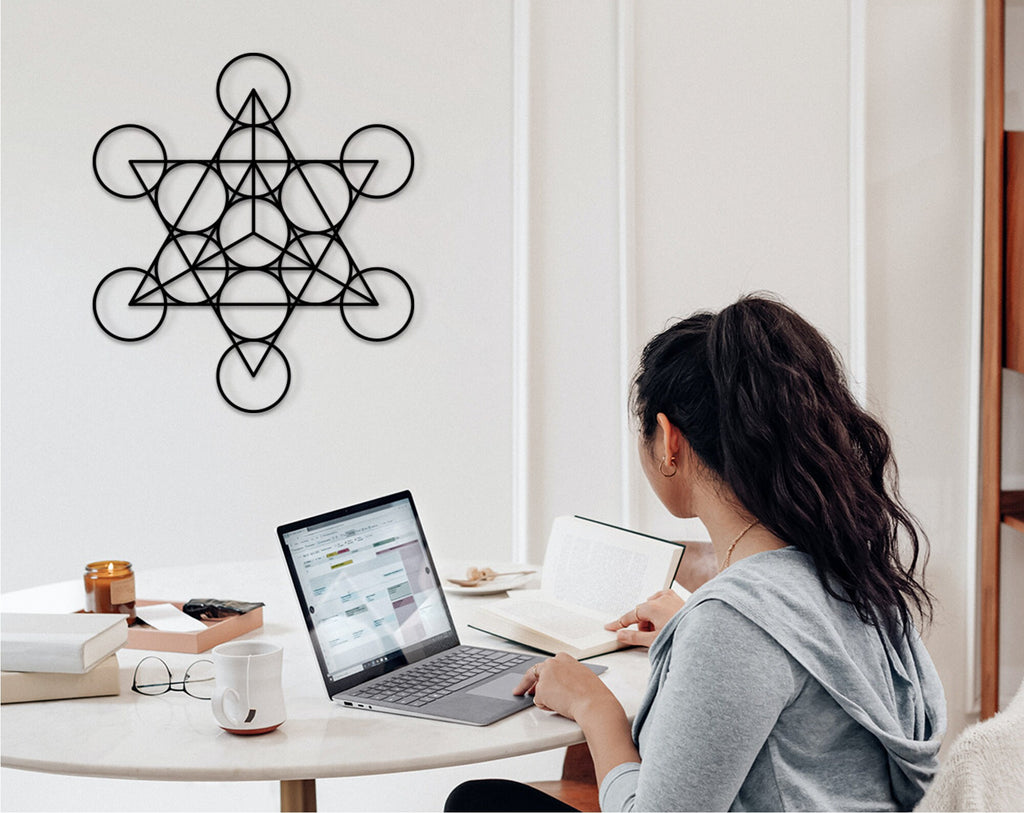 Wood Star Tetrahedron Wall Decor: Sacred Geometry Art