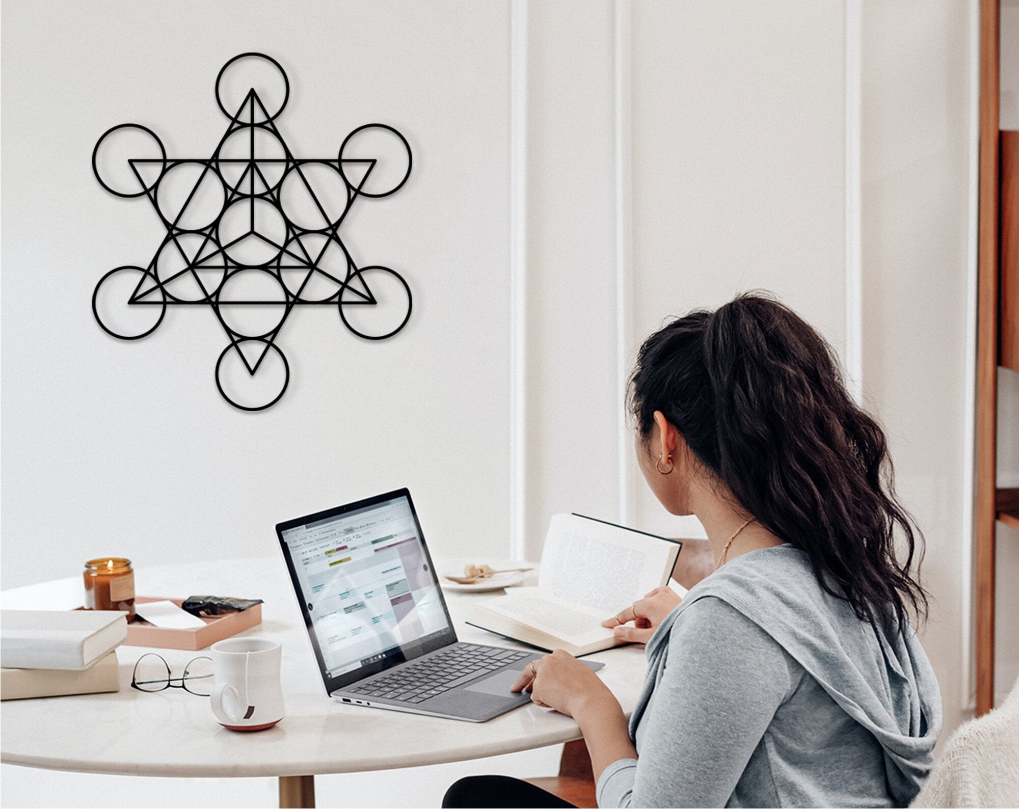 Wood Star Tetrahedron Wall Decor: Sacred Geometry Art